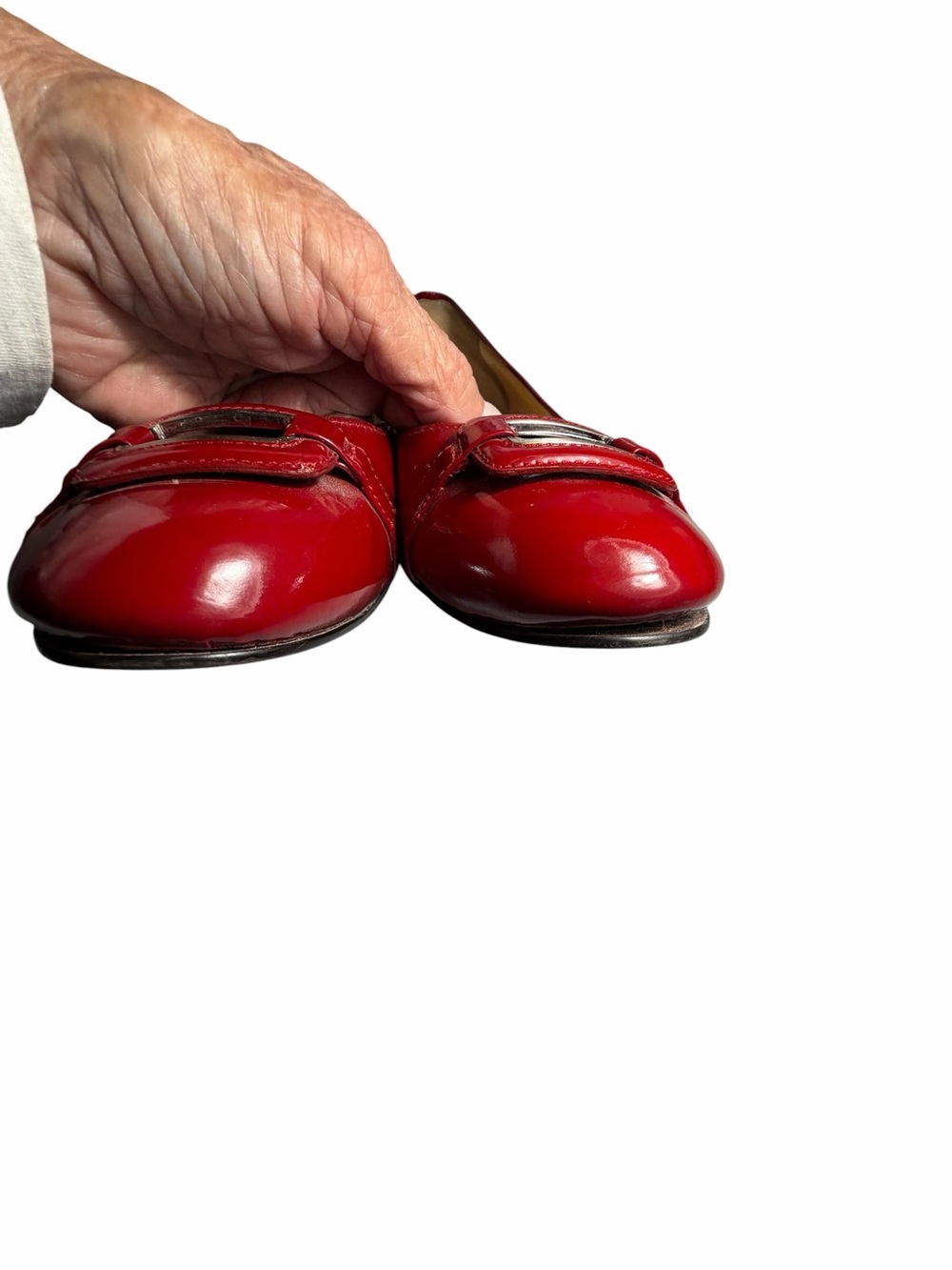 Cole Haan Red Patent Leather Slip-On Flats Buckle Detail - 9.5 - Picture 7 of 9
